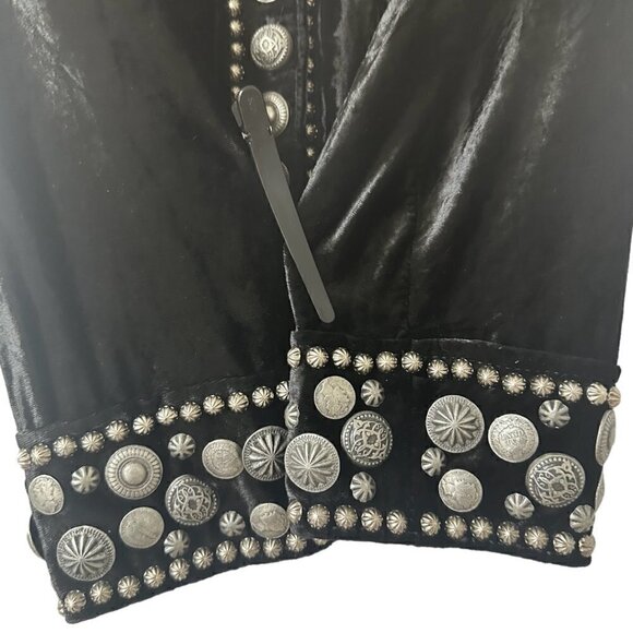 Rare Double D Ranch Silver Studded Black Velvet Jacket M Vintage Western Boho - Picture 7 of 15